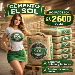 Cemento EL SOL - 100 SACOS (precio puesto en tu negocio)
