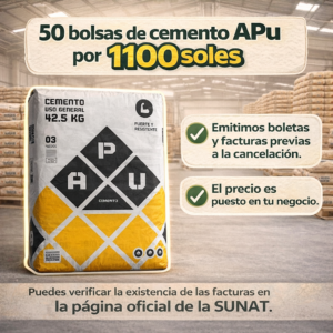 CEMENTO APU – 50 BOLSAS (precio puesto en tu negocio)