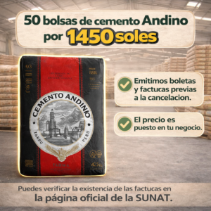 CEMENTO ANDINO – 50 BOLSAS (precio puesto en tu negocio)